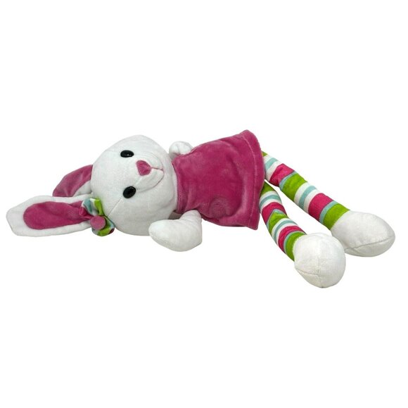 WONDERTREATS White Girl Bunny Rabbit Plush Pink Dress Striped Legs - Picture 4 of 6